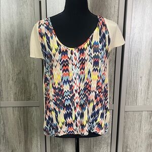 Anthropologie Maeve Graphic Chevron Silk Blouse Women's S